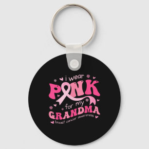 Draag roze voor mijn oma moeder borstkankeronderst sleutelhanger
