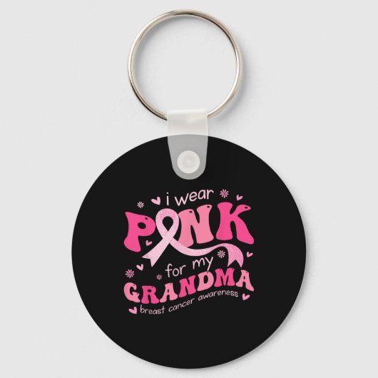 Draag roze voor mijn oma moeder borstkankeronderst sleutelhanger (Voorkant)