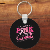 Draag roze voor mijn oma moeder borstkankeronderst sleutelhanger (Voorkant)