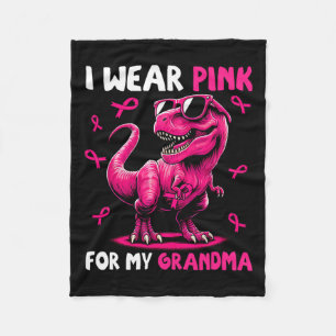Draag roze voor mijn oma T-rex dinosaurus borstbli Fleece Deken