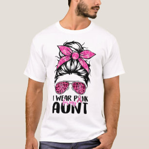 Draag roze voor mijn tante Messy Bun Borstkanker A T-shirt