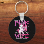 Draag roze voor mijn vrouw Shirt borstkanker Aware Sleutelhanger (Voorkant)