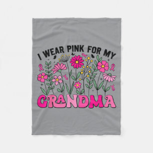 Draag Roze Voor Oma Bloemige Borstkanker Fleece Deken