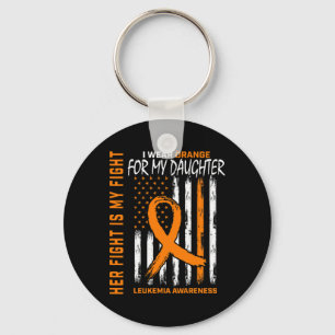 Draag Sinaasappel Daughter Leukemia Cancer Awarene Sleutelhanger
