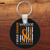 Draag Sinaasappel Ik ben een Warrior Leukemie Bewu Sleutelhanger (Voorkant)