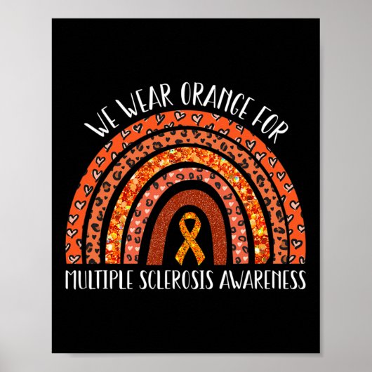 Draag Sinaasappel MS Rainbow Multiple sclerose Awa Poster (Voorkant)