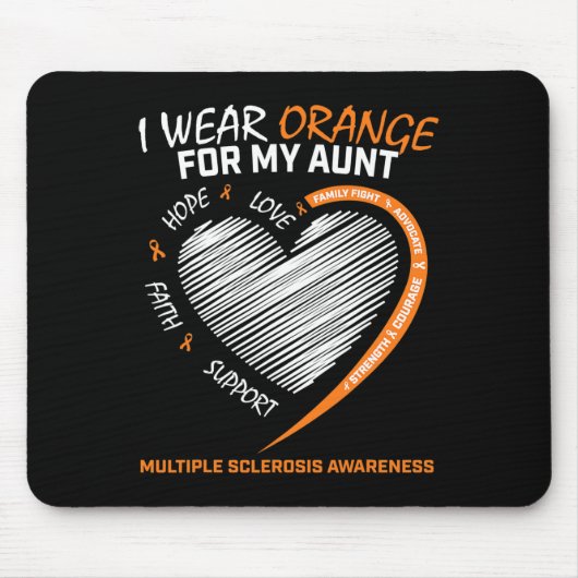 Draag Sinaasappel Tante Multiple Sclerosis Apparel Muismat (Voorkant)