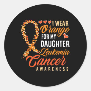 Draag Sinaasappel voor mijn dochter leukemie kanke Ronde Sticker