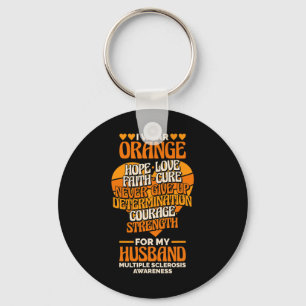 Draag Sinaasappel voor mijn man Multiple Sclerose Sleutelhanger