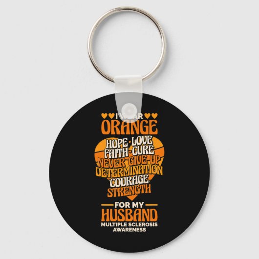 Draag Sinaasappel voor mijn man Multiple Sclerose Sleutelhanger (Voorkant)