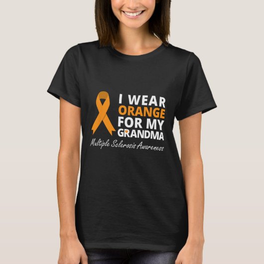 Draag Sinaasappel voor mijn oma MS Awareness Lint T-shirt (Voorkant)