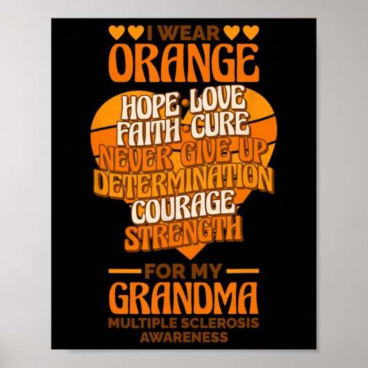 Draag Sinaasappel voor mijn oma Multiple Sclerose Poster (Voorkant)