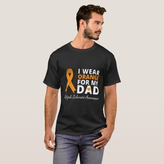 Draag Sinaasappel voor mijn vader MS Awareness Rib T-shirt (Voorkant volledig)