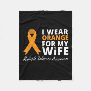 Draag Sinaasappel voor mijn vrouw MS Awareness Rib Fleece Deken