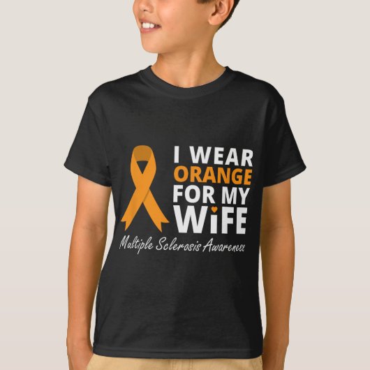 Draag Sinaasappel voor mijn vrouw MS Awareness Rib T-shirt (Voorkant)