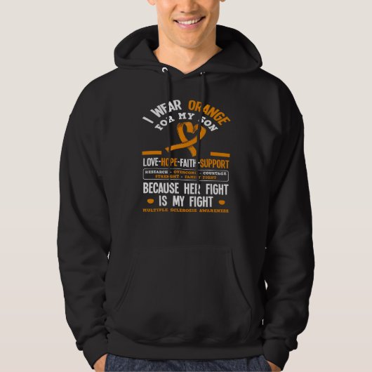 Draag Sinaasappel voor mijn zoon MS Multiple Scelr Hoodie (Voorkant)