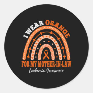 Draag Sinaasappel voor schoonmoeder leukemie bewus Ronde Sticker