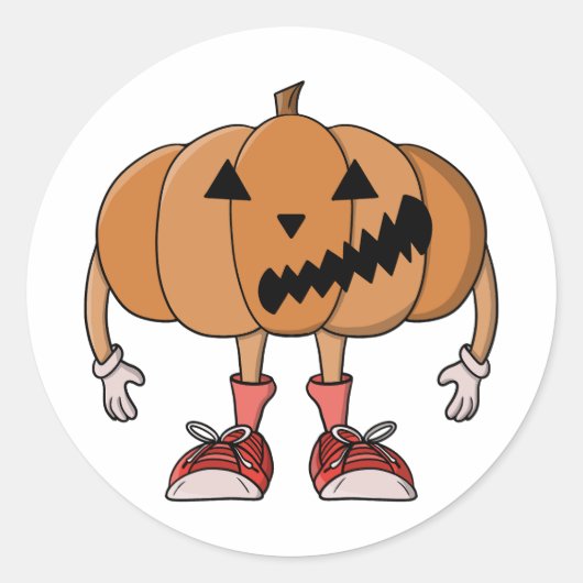 Draag sneakers op Halloween Ronde Sticker (Voorkant)