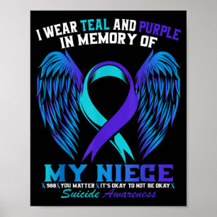 Draag Teal En Paars Voor Niece Awareness T-shirt Poster