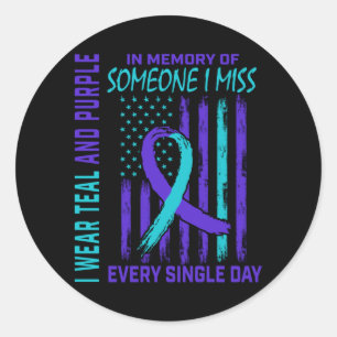 Draag Teal Paars Voor Iemand Die Ik Mis Awareness Ronde Sticker