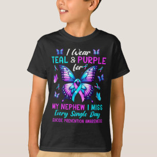 Draag Teal & Paars Voor Preventie Van Zelfmoord Bi T-shirt