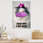 Draag u een Face Mask Cute Cat Poster (Keuken)