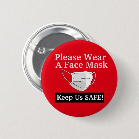 Draag u een gezichtsmasker ronde button 5,7 cm (Voorkant /achterkant)