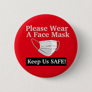 Draag u een gezichtsmasker ronde button 5,7 cm