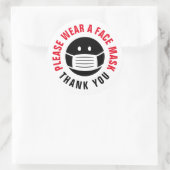 Draag u een herinnering voor gezichtsmaskers stick ronde sticker (Tas)