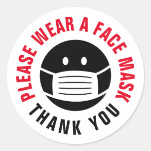 Draag u een herinneringssticker voor gezichtmasker ronde sticker