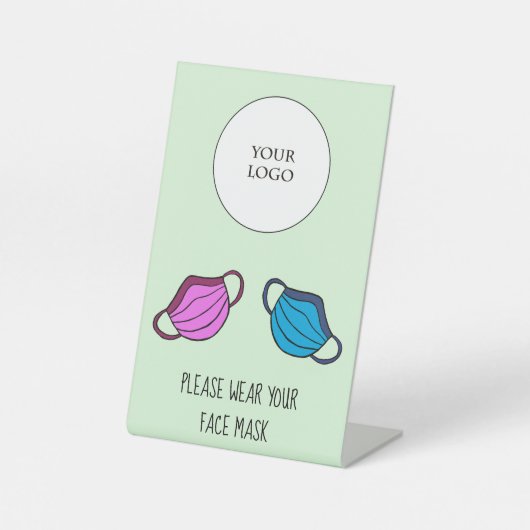 Draag u uw gezichtsmasker met zakelijke Logo Reclamebord Met Voetstuk (Voorkant)
