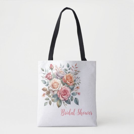 Draag uw Blooms in stijl: Blush Rozen Waterverf Tote Bag (Voorkant)