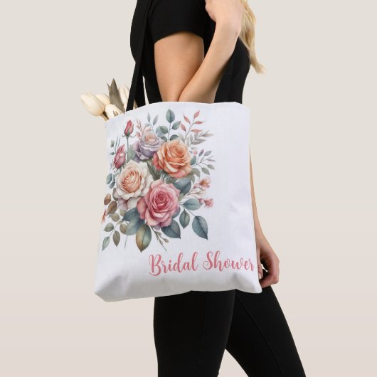 Draag uw Blooms in stijl: Blush Rozen Waterverf Tote Bag (Dichtbij)