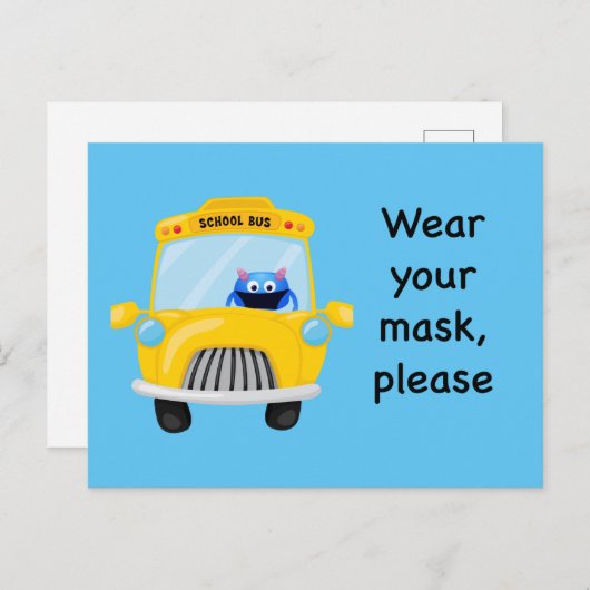 Draag uw Masker alstublieft Monster Driving School Briefkaart (Voorkant / Achterkant)