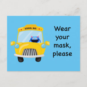 Draag uw Masker alstublieft Monster Driving School Briefkaart