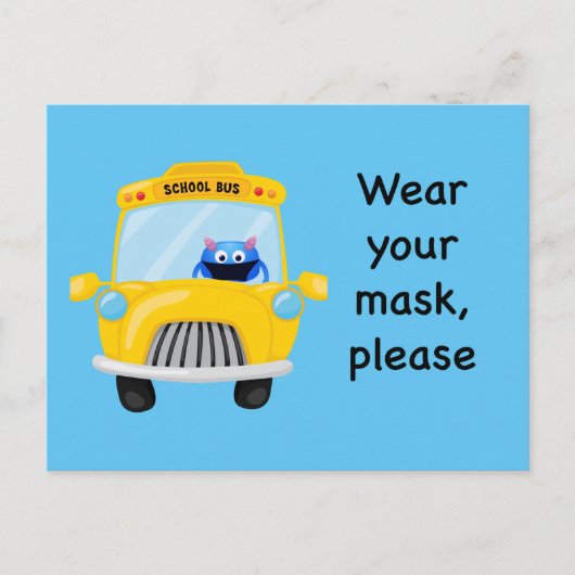 Draag uw Masker alstublieft Monster Driving School Briefkaart (Voorkant)