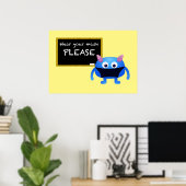 Draag uw masker (Chalkboard Monster) Poster (Thuiskantoor)