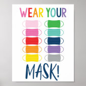 Draag uw masker - Rainbow Classroom/School Poster (Voorkant)
