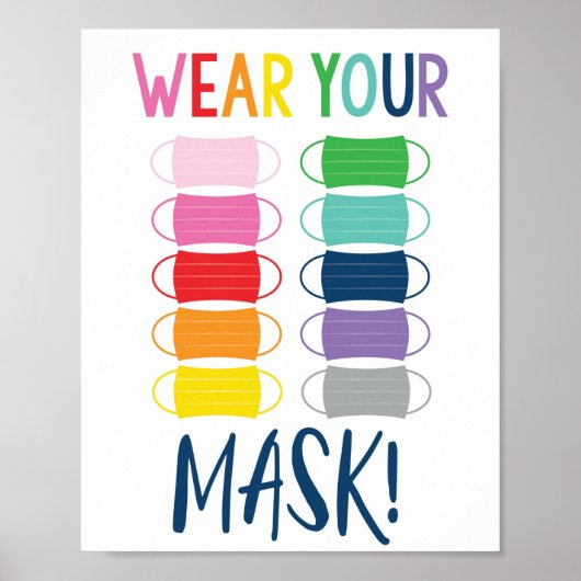Draag uw masker - Rainbow Classroom/School Poster (Voorkant)