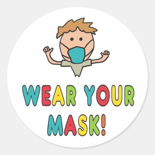 Draag uw masker ronde sticker (Voorkant)
