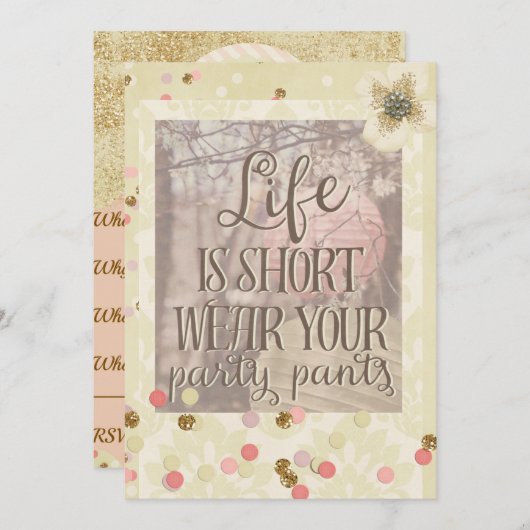 Draag Uw Uitnodiging van de Confetti van de Pants (Voorkant / Achterkant)