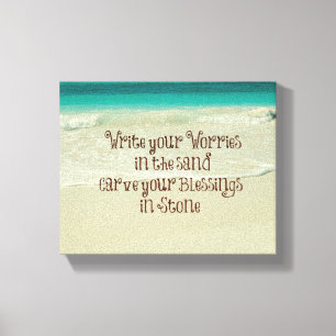 Draag uw zegeningen in Stone Quote Canvas Afdruk