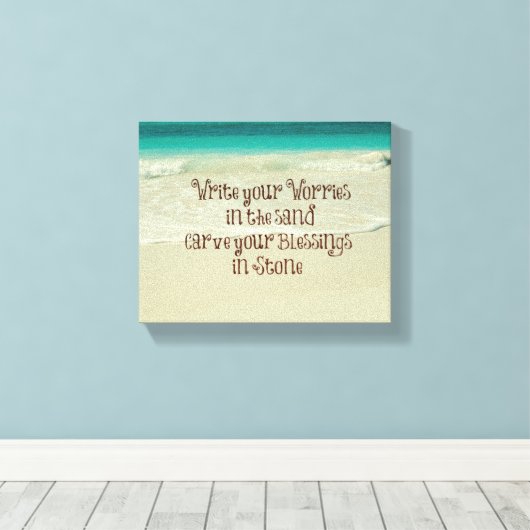 Draag uw zegeningen in Stone Quote Canvas Afdruk (Insitu (Houten vloer))