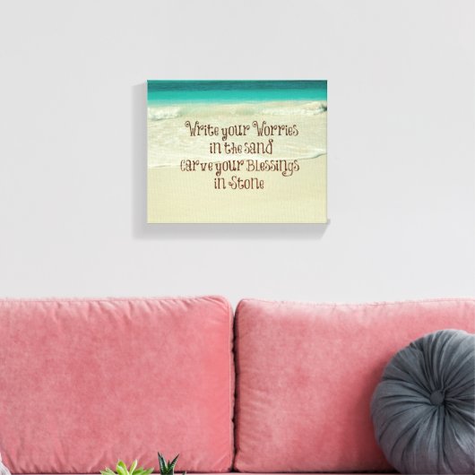 Draag uw zegeningen in Stone Quote Canvas Afdruk (Insitu (Woonkamer))