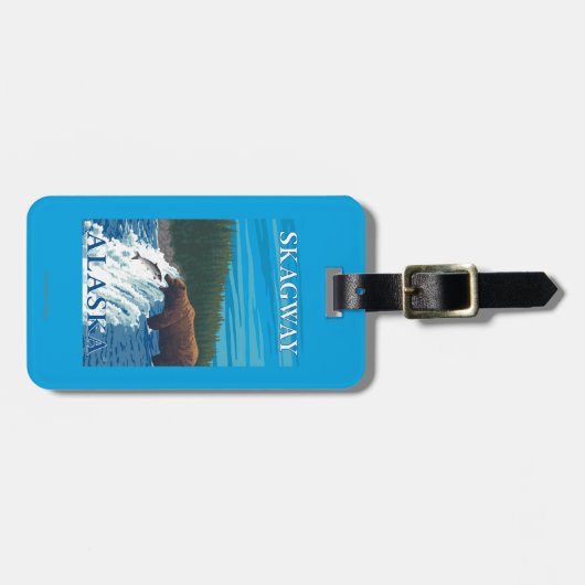 Draag vissend in Rivier - Skagway, Alaska Bagagelabel (Voorkant horizontaal)