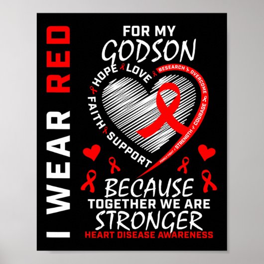 Draag voor mijn Godson Heart Disease Awareness Rib Poster (Voorkant)