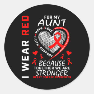 Draag voor mijn tante hartziekte bewustzijn ribbo ronde sticker