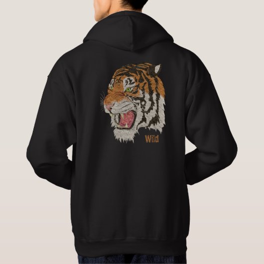 Draag wild dier Koelbruine tijger zwart Hoodie (Achterkant)
