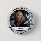 Draag Zilver Parkinson Bewustzijnsfoto Ronde Button 5,7 Cm (Voorkant)
