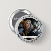 Draag Zilver Parkinson Bewustzijnsfoto Ronde Button 5,7 Cm (Voorkant /achterkant)